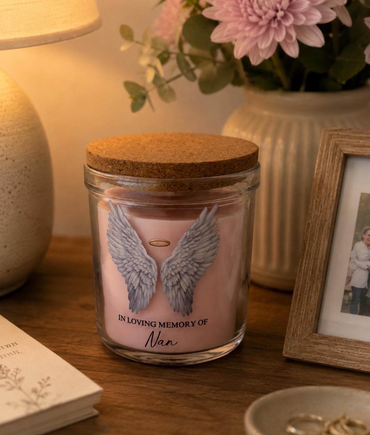 "In Loving Memory" Angel Wings Candle