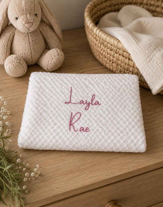 Personalised Baby Waffle Blanket
