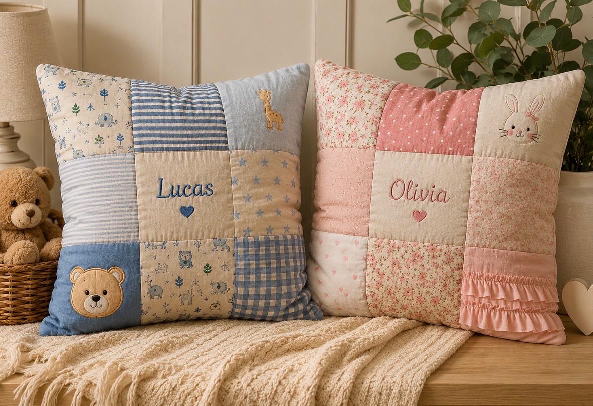 Handmade Patchwork Nursery Pillow