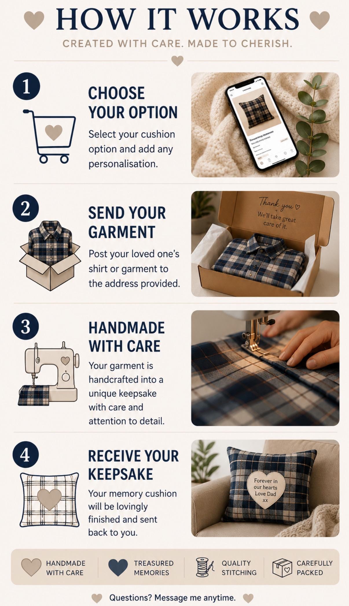 Memory Shirt Cushion | Keepsake Pillow From Loved One's Clothing